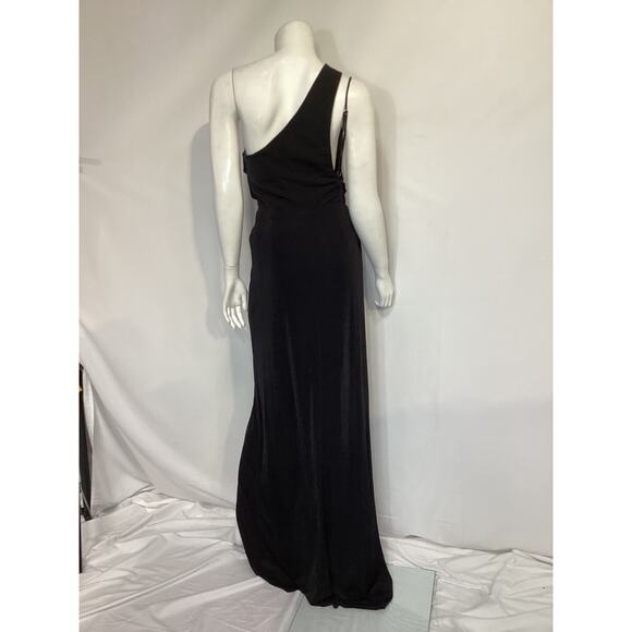 Katie May 'A Cut Above' Black One Shoulder Asymmetric Gown Size M - Picture 3 of 4